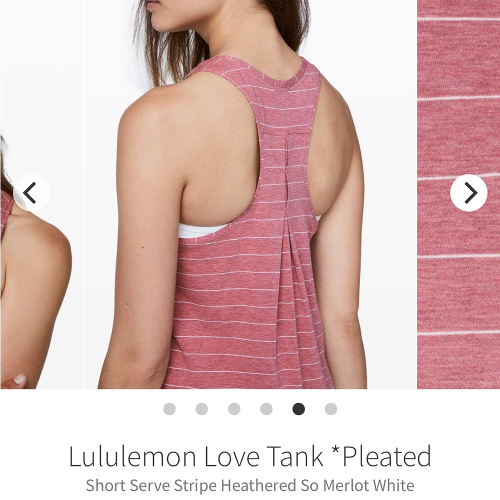 Lululemon Love Tank *Pleated in Short Serve Stripe Heathered So Merlot White - Picture 4 of 14